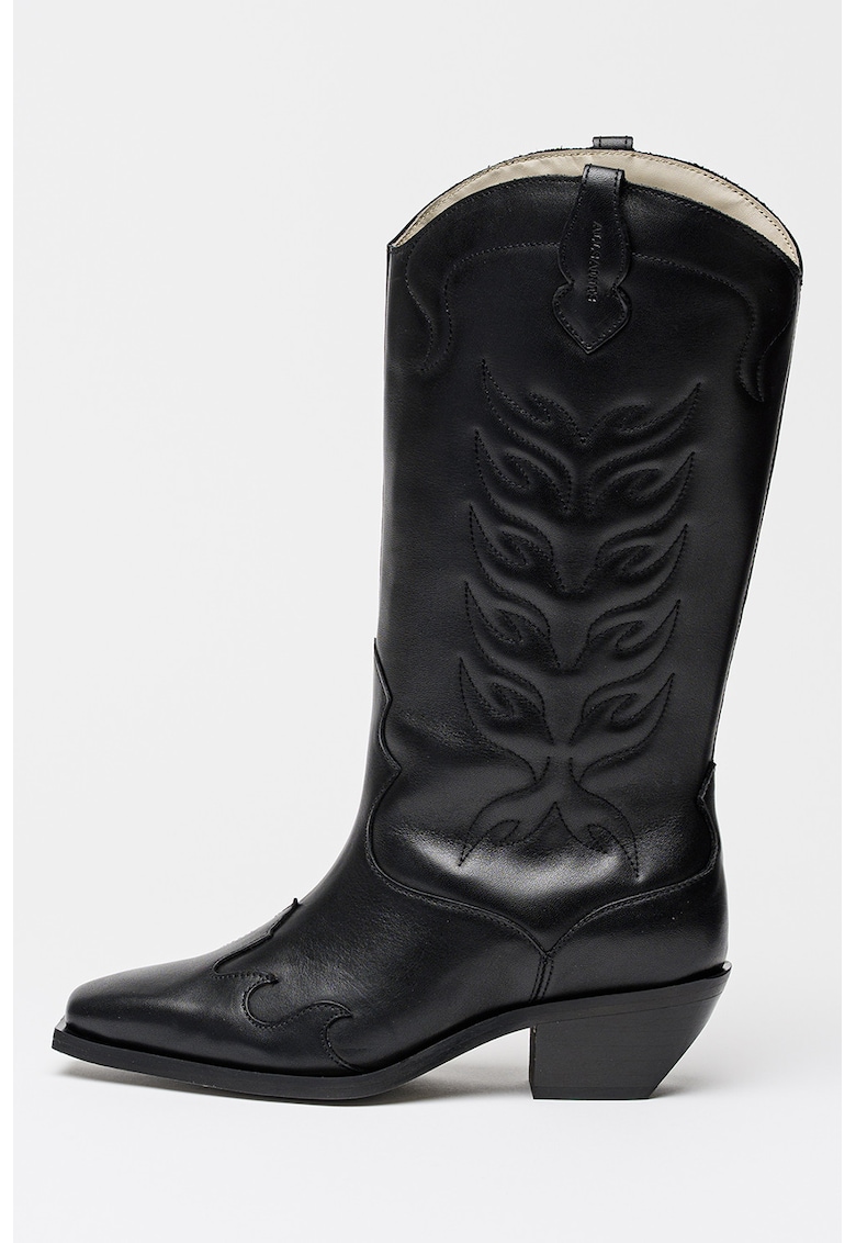 Cizme cowboy mid-calf din piele