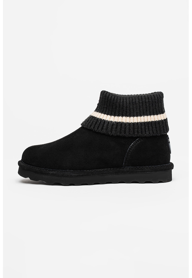 Ghete slip-on din piele intoarsa - Negru stins/Alb murdar