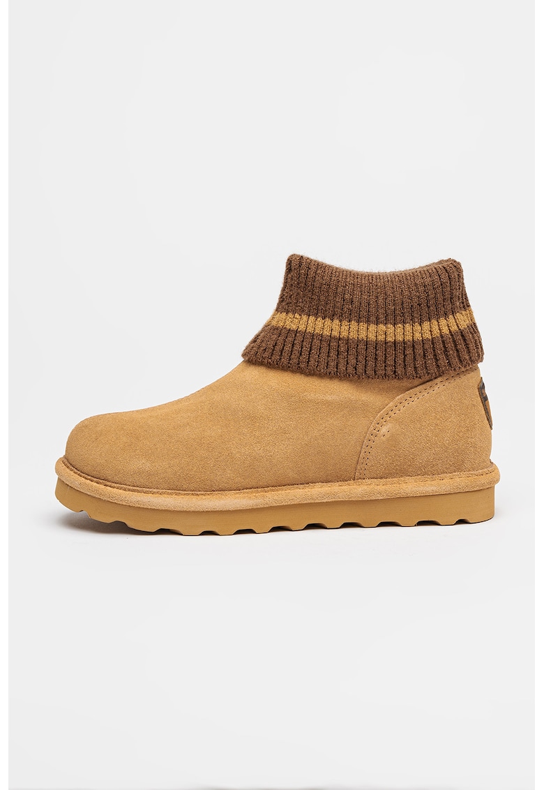 Ghete slip-on din piele intoarsa - Maro deschis/Caramel