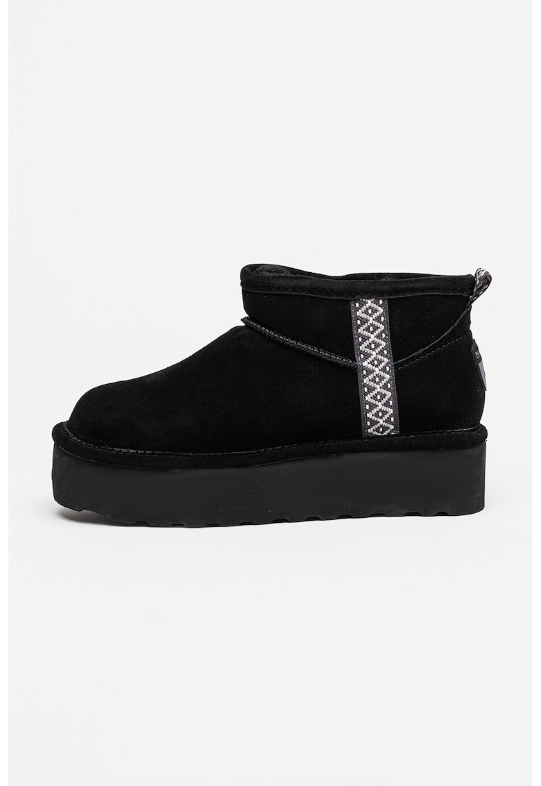 Ghete slip-on flatform din piele intoarsa