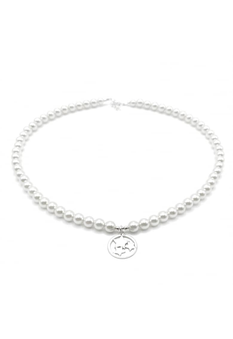Colier cu Perle Preciosa albe si pandantiv Stele din Argint 925 - reglabil 39-42 cm - perle 6mm - dama