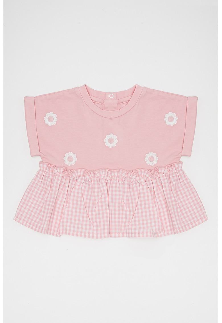 Tricou din amestec de bumbac cu model - Alb/Roz pastel