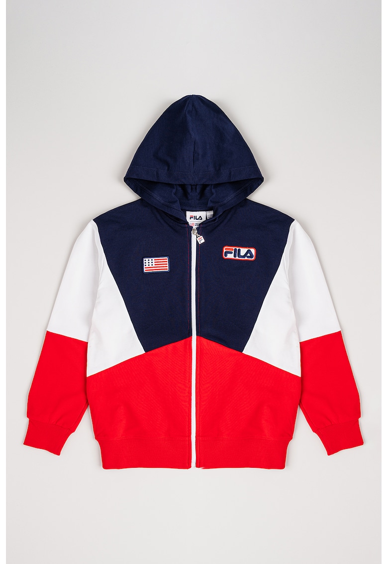 Hanorac cu fermoar si model colorblock