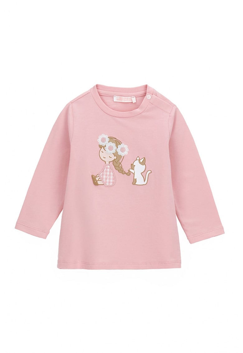 Bluza din amestec de bumbac cu decolteu la baza gatului