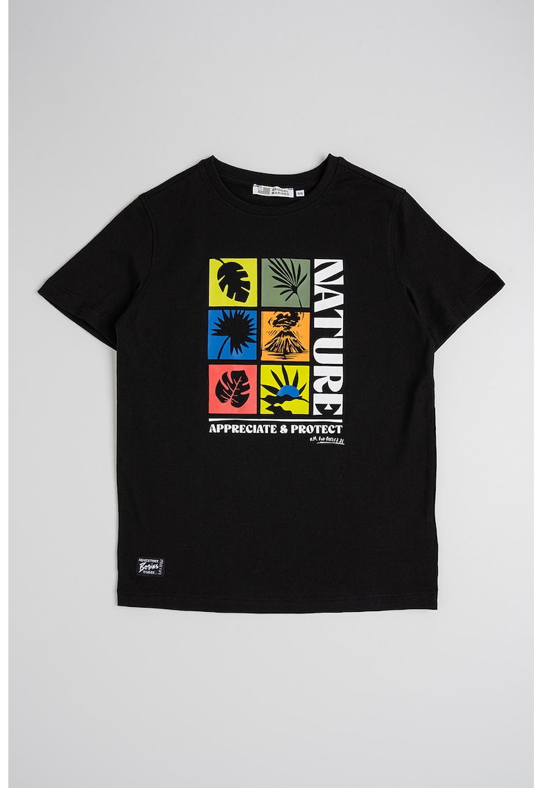 Tricou de bumbac cu imprimeu - Alb/Negru/Portocaliu