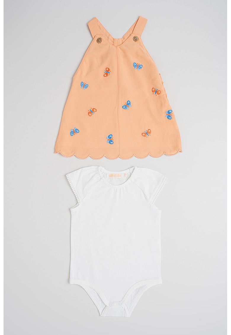 Set de rochie din bumbac si body - 2 piese