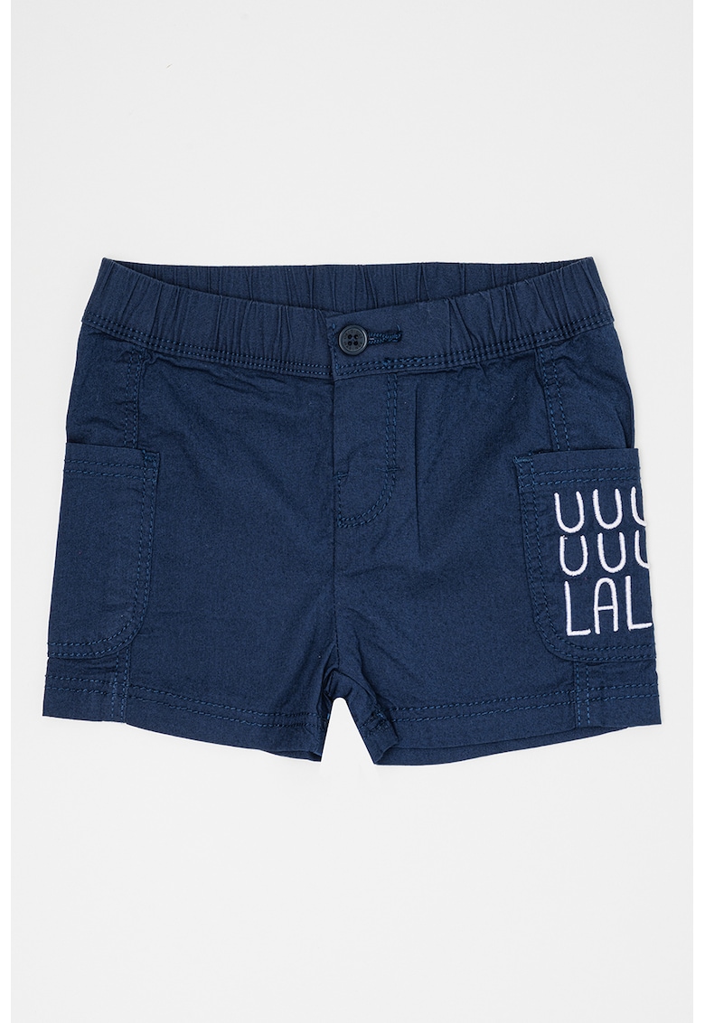 Pantaloni scurti de bumbac cu buzunare laterale - Bleumarin