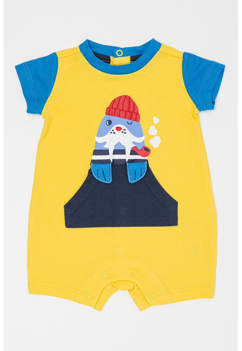 Salopeta de bumbac cu imprimeu grafic