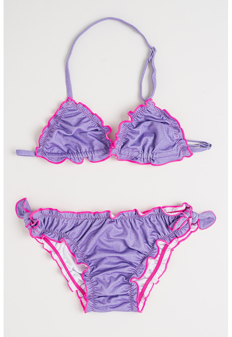 Costum de baie din doua piese cu margini contrastante