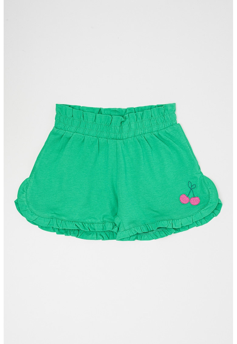 Pantaloni scurti cu detaliu brodat - Verde aquamarin