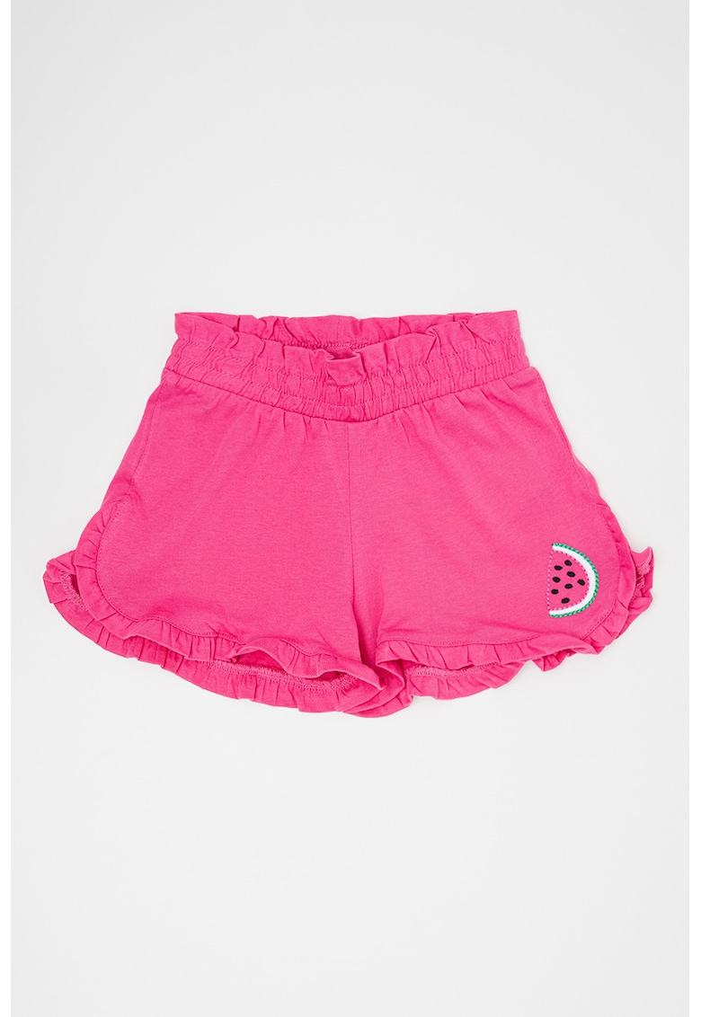 Pantaloni scurti cu detaliu brodat - Fucsia