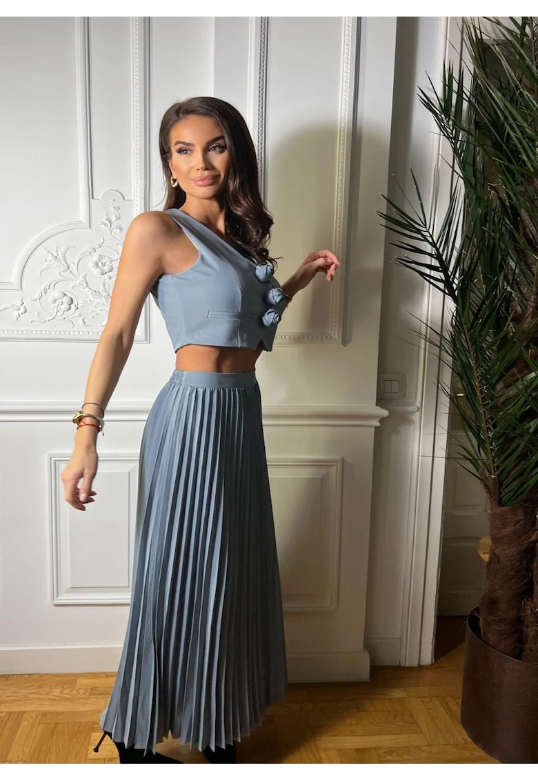 Compleu albastru Pleated Muse - Albastru deschis