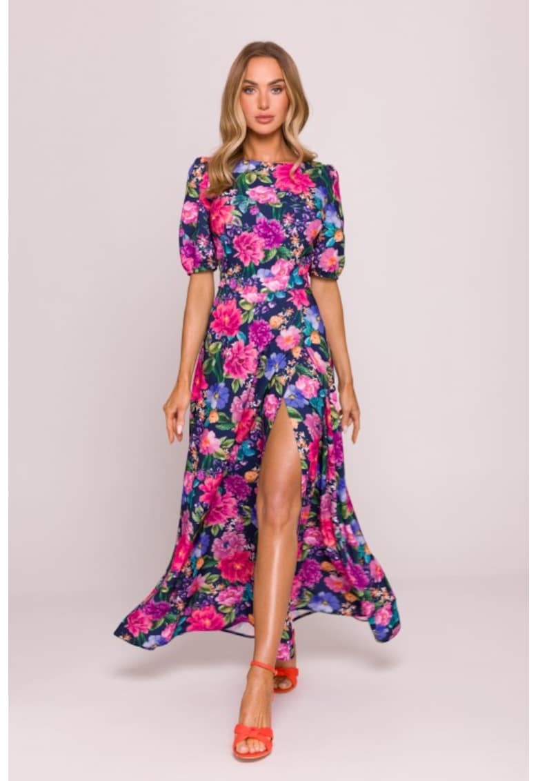 Rochie maxi evazata cu imprimeu -