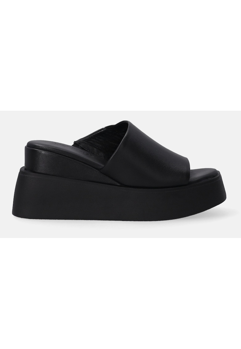 Papuci cu talpa wedge din piele captusiti cu piele Papuci cu talpa wedge din piele captusiti cu piele