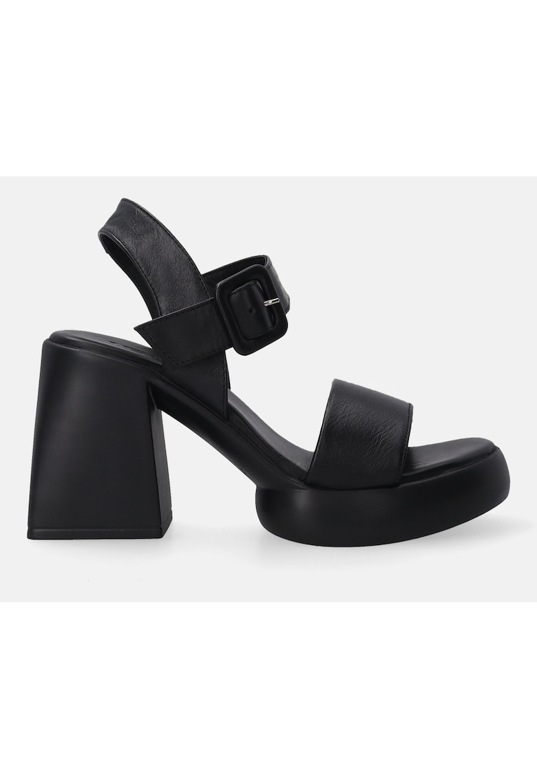 Sandale din piele cu toc masiv si platforma