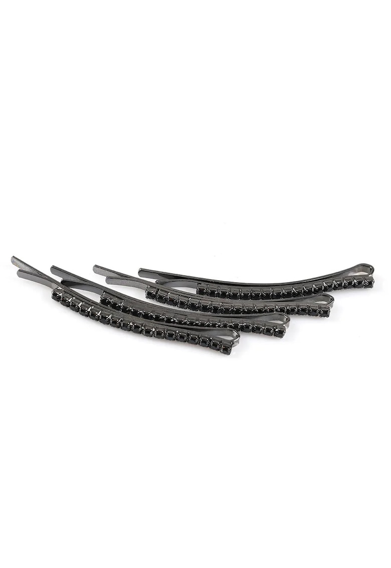 Set 4 agrafe par negre cu pietre stralucitoare