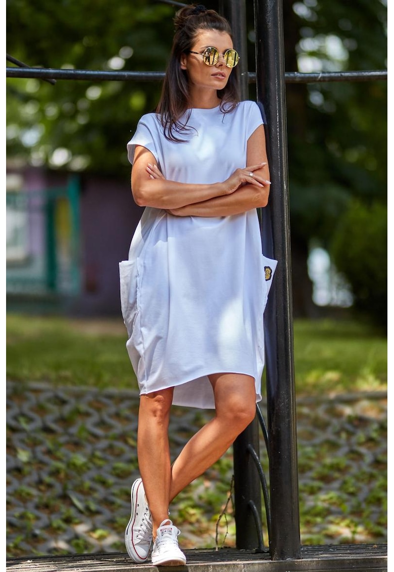 Rochie lejera cu maneci scurte si buzunare mari