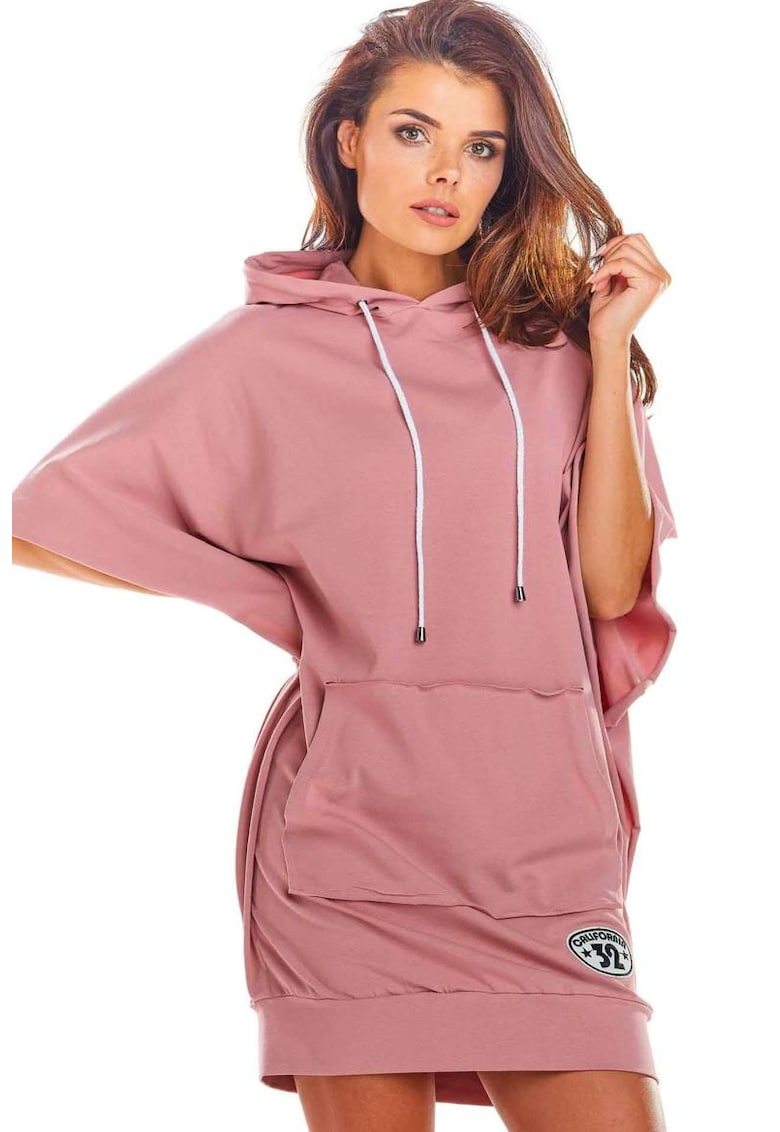 Rochie cu croiala lejera si gluga -