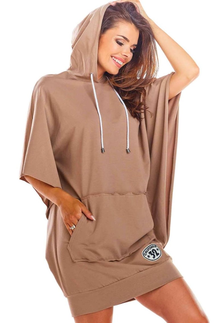 Rochie cu croiala lejera si gluga -