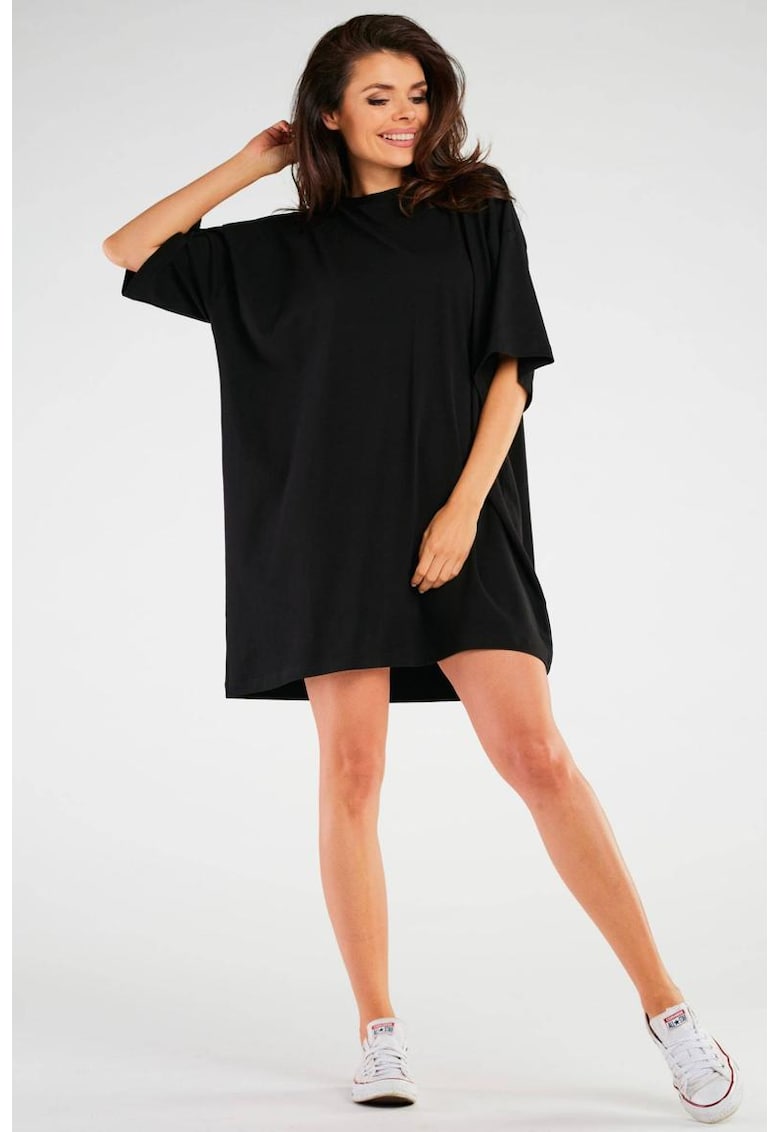 Rochie de bumbac cu maneci scurte -