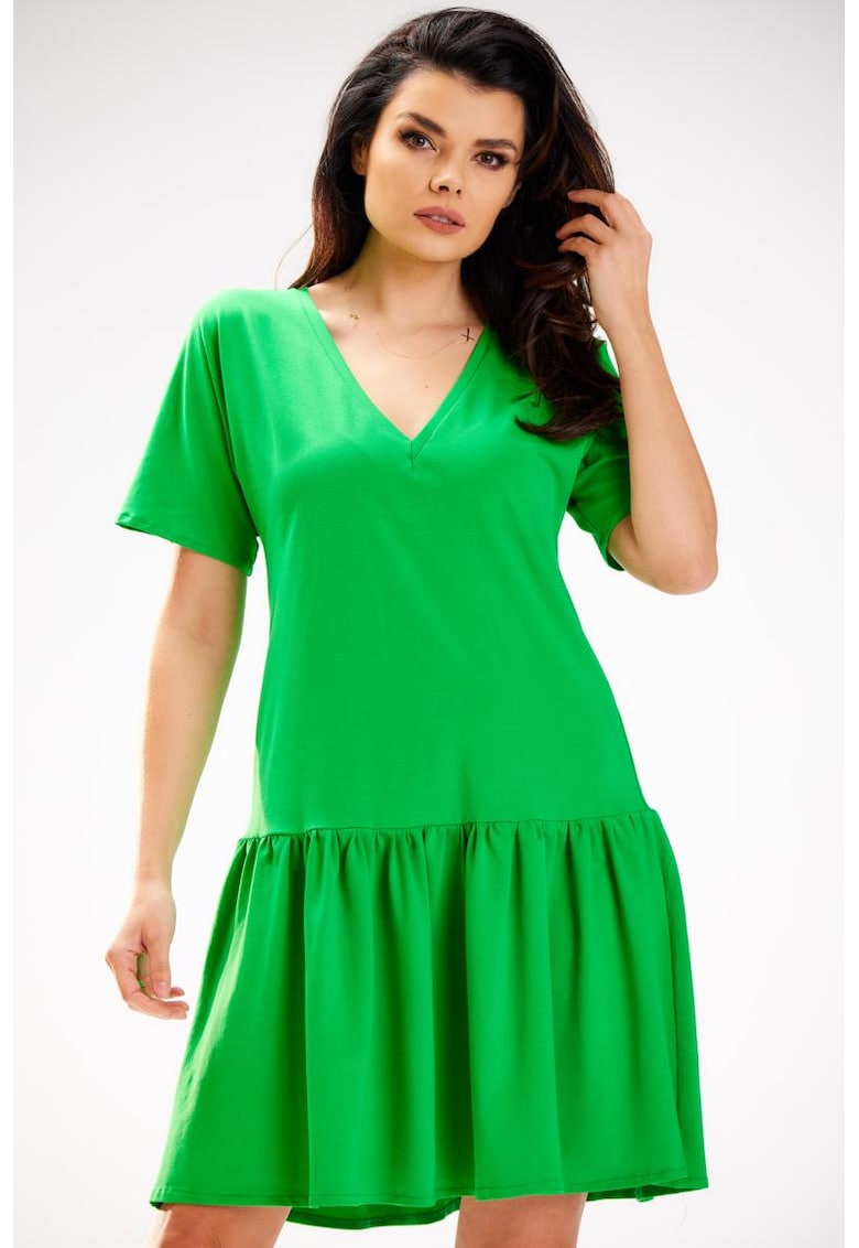 Rochie lejera - cu maneci scurte si volane