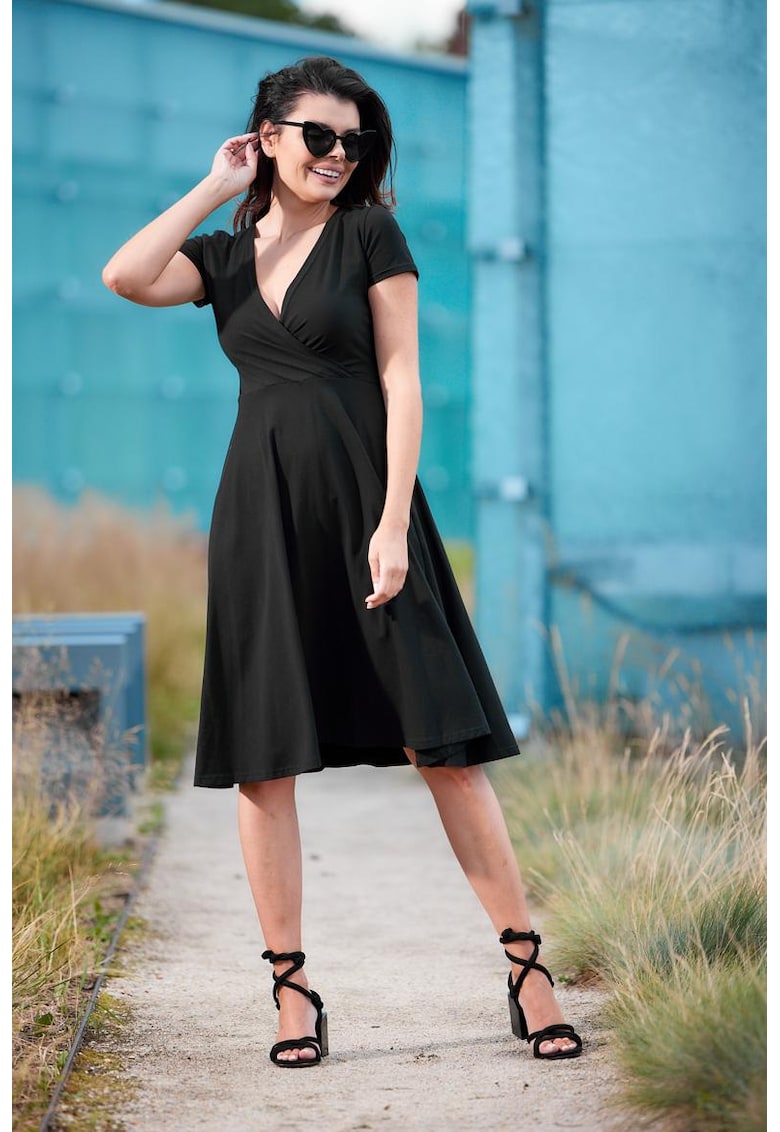 Rochie midi din bumbac cu maneci scurte