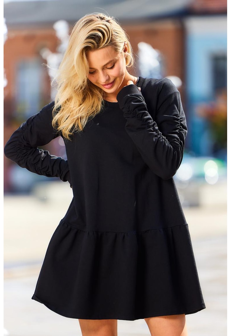 Rochie lejera din bumbac cu terminatie cu volan