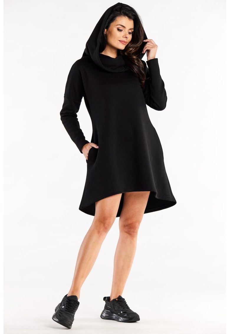 Rochie lejera cu buzunare si gluga