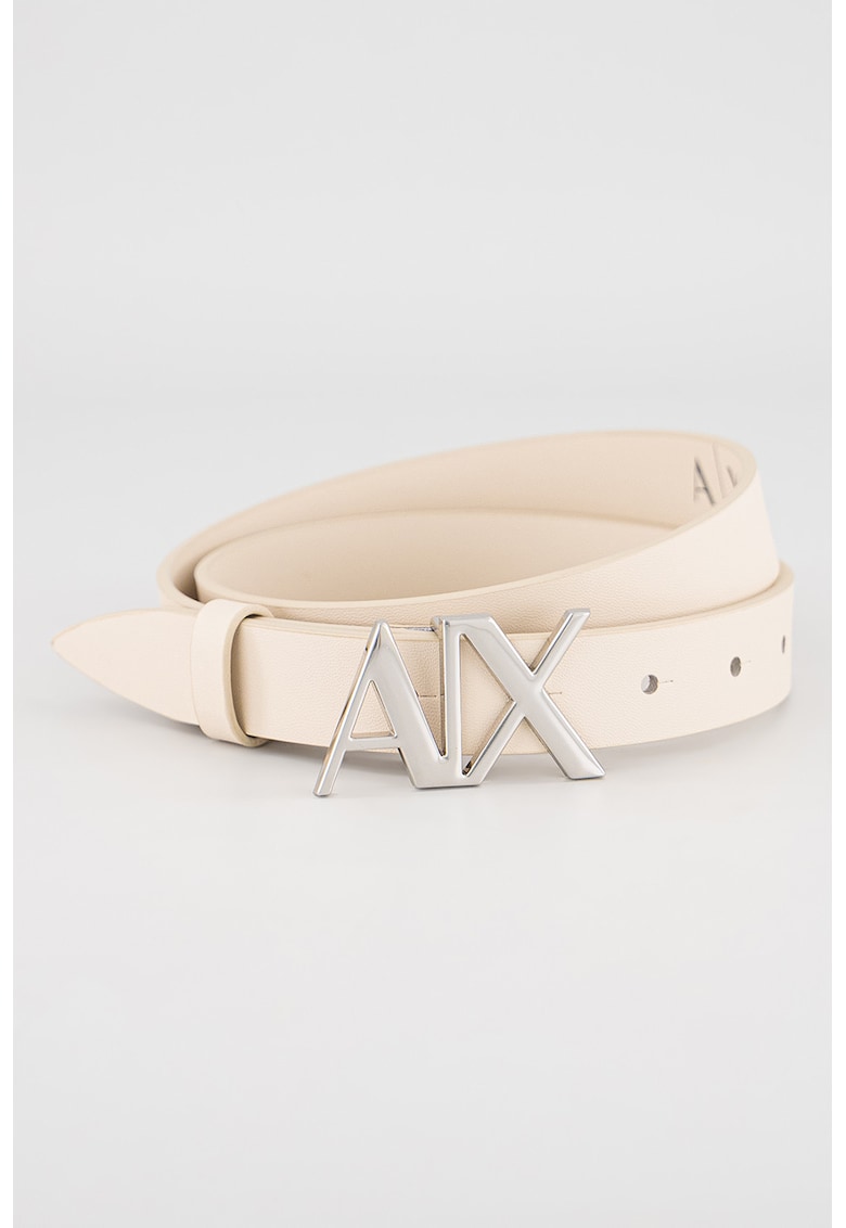 Curea din piele cu pelicula de poliuretan - Bej/Negru