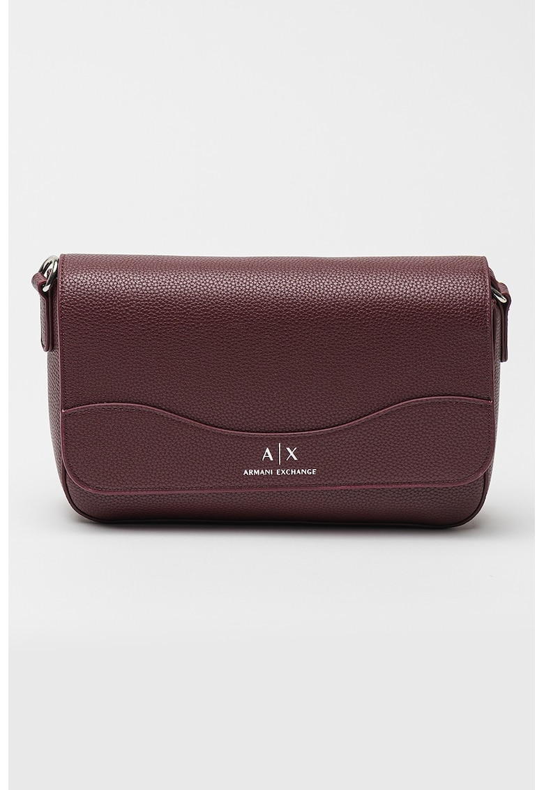 Geanta crossbody de piele ecologica cu logo discret - Rosu inchis