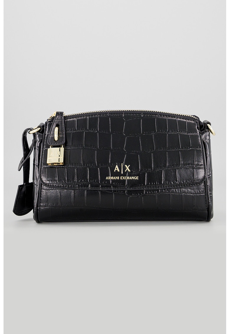 Geanta crossbody de piele ecologica cu imprimeu logo