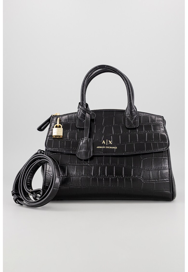 Geanta duffle din piele ecologica cu aspect de piele de crocodil