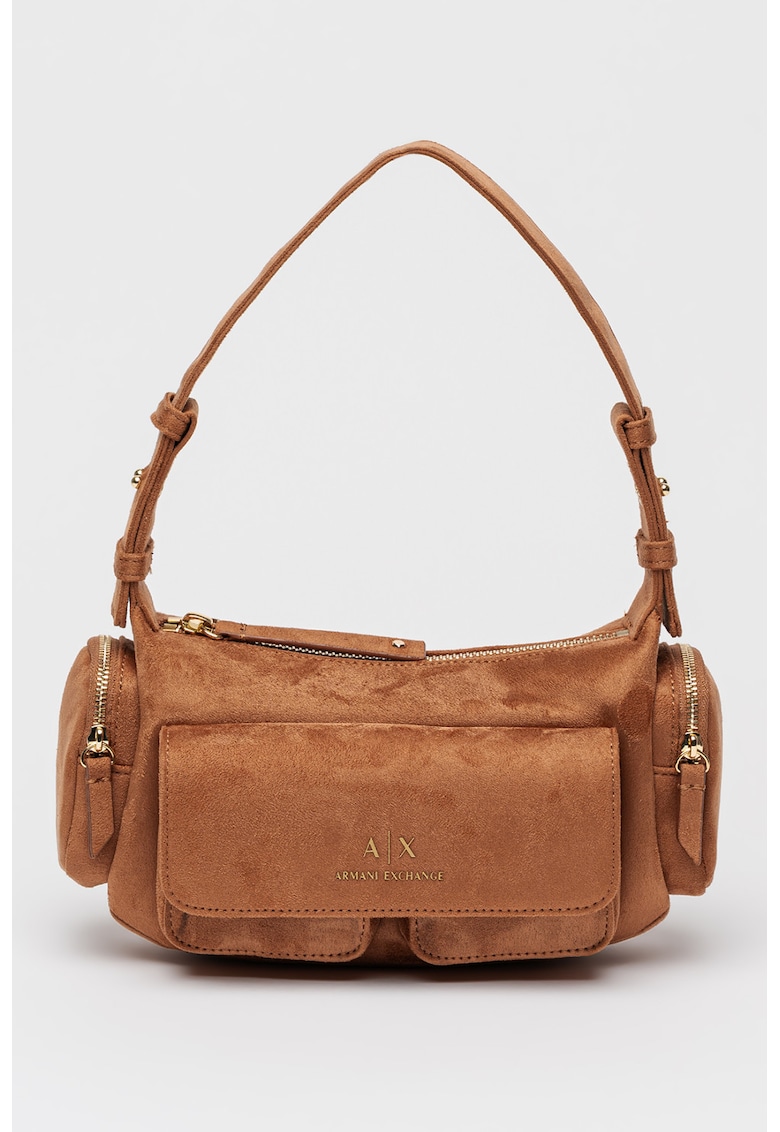 Geanta baguette de piele intoarsa ecologica