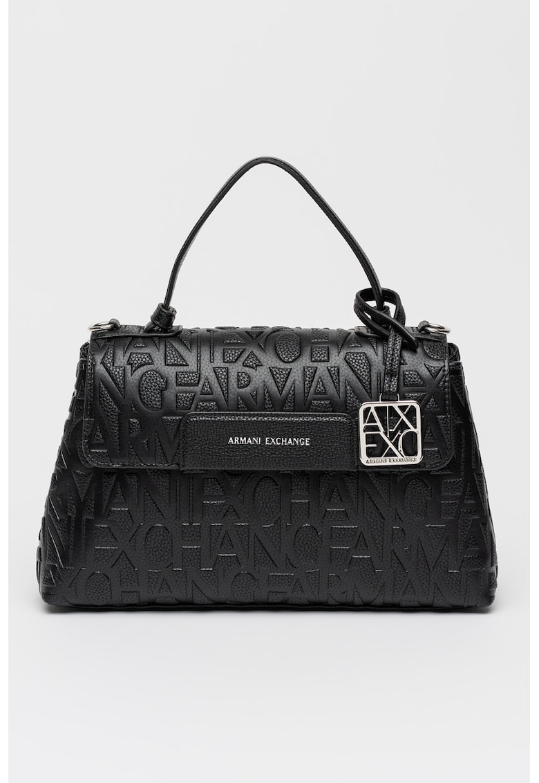 Armani Exchange Geanta crossbody de piele ecologica cu logo stantat - Negru