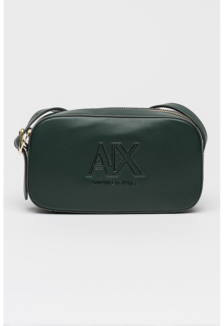 Geanta crossbody cu imprimeu logo - Verde englez