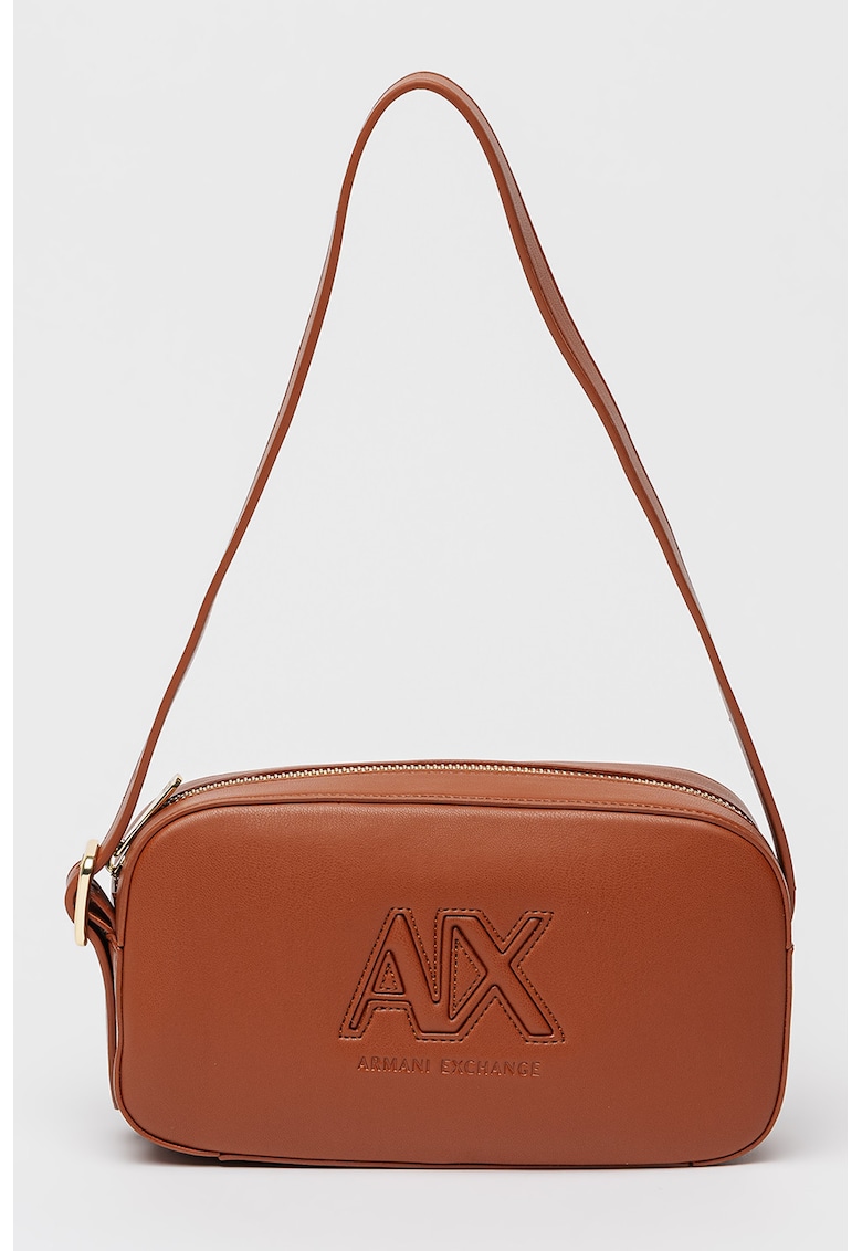 Geanta crossbody cu imprimeu logo - Maro scortisoara