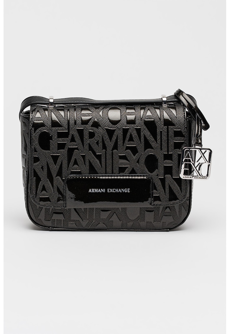 Armani Exchange Geanta crossbody cu clapa - logo si bareta ajustabila - Negru