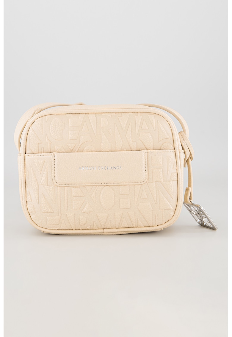 Geanta crossbody de piele ecologica cu logo stantat Liz - Bej inchis