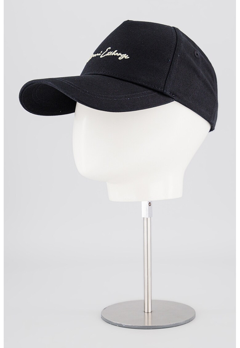 Sapca din bumbac cu logo brodat - Negru/Argintiu