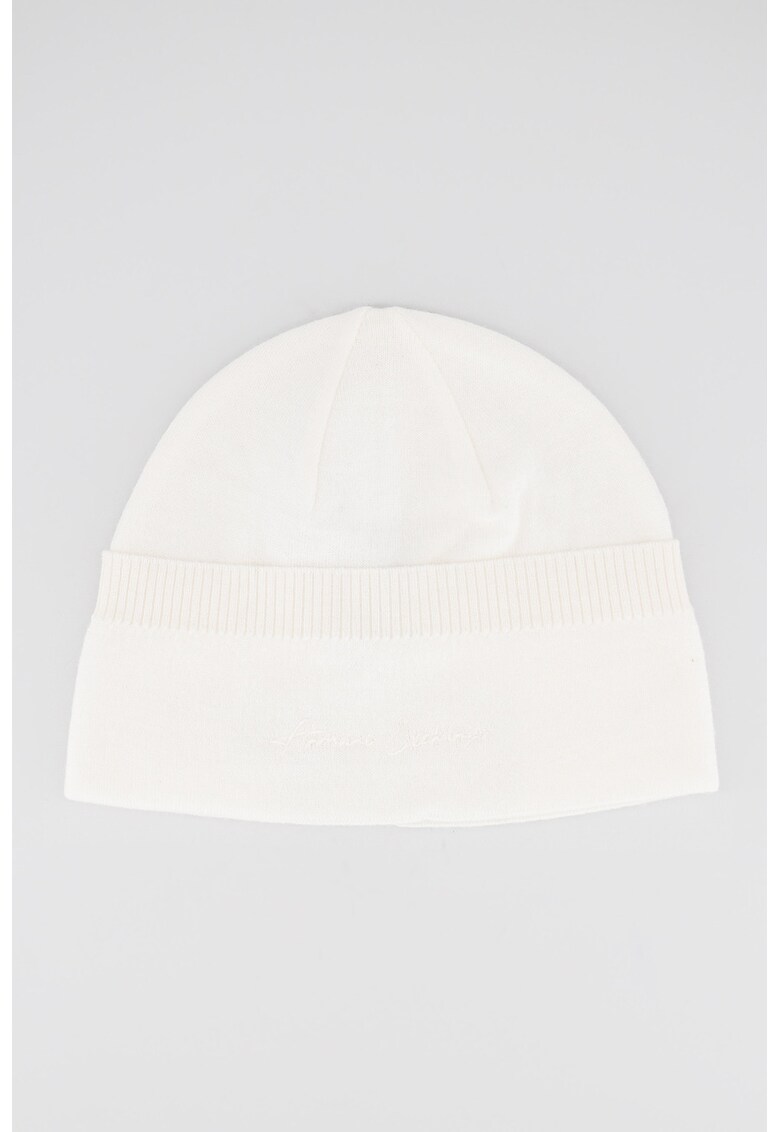 Caciula de lana virgina tricotata fin - Alb murdar