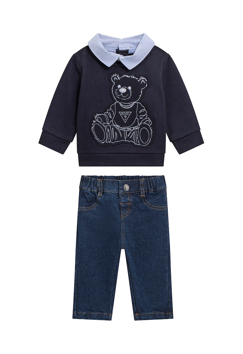 Set de bluza de trening cu aplicatie si blugi - 2 Piese