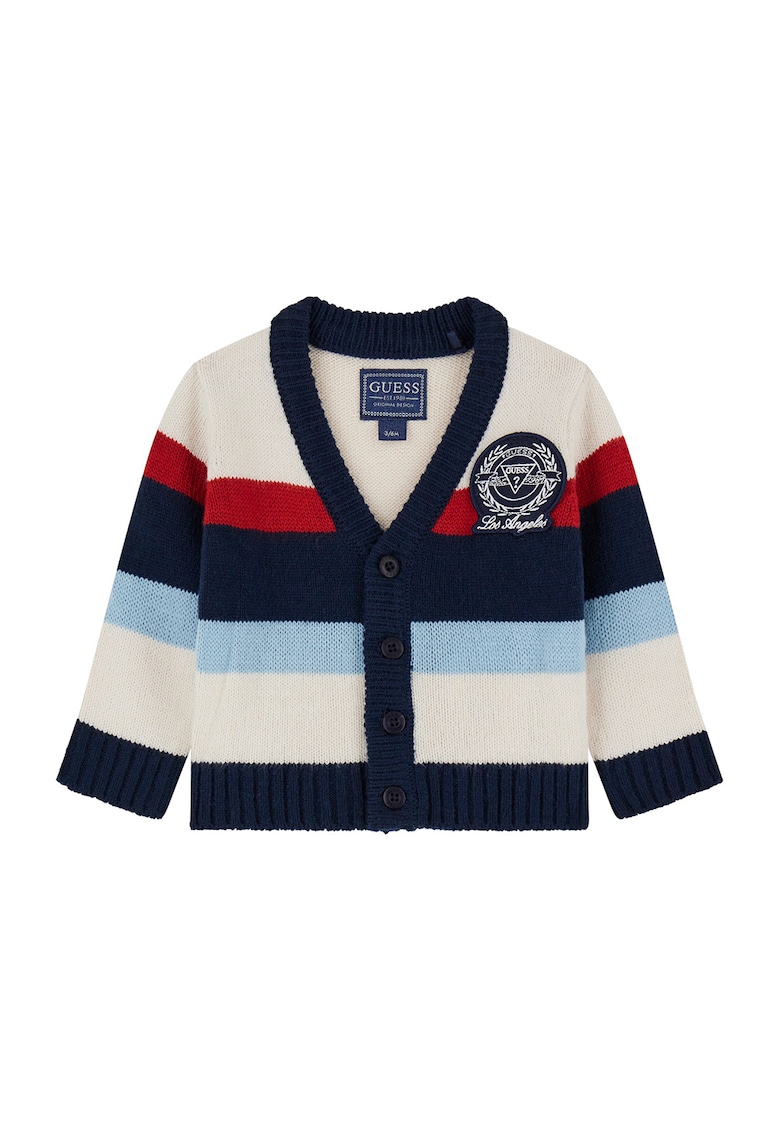 Cardigan cu nasturi si model colorblock