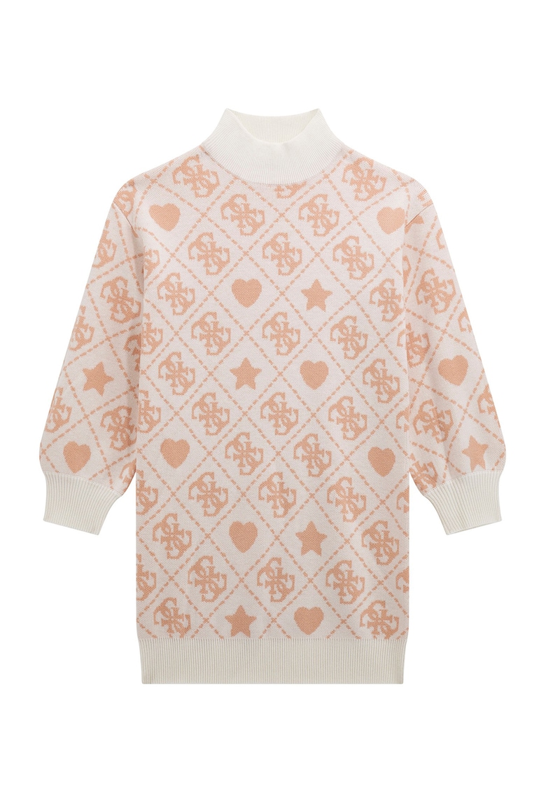 Rochie-pulover din amestec de lana cu model monograma