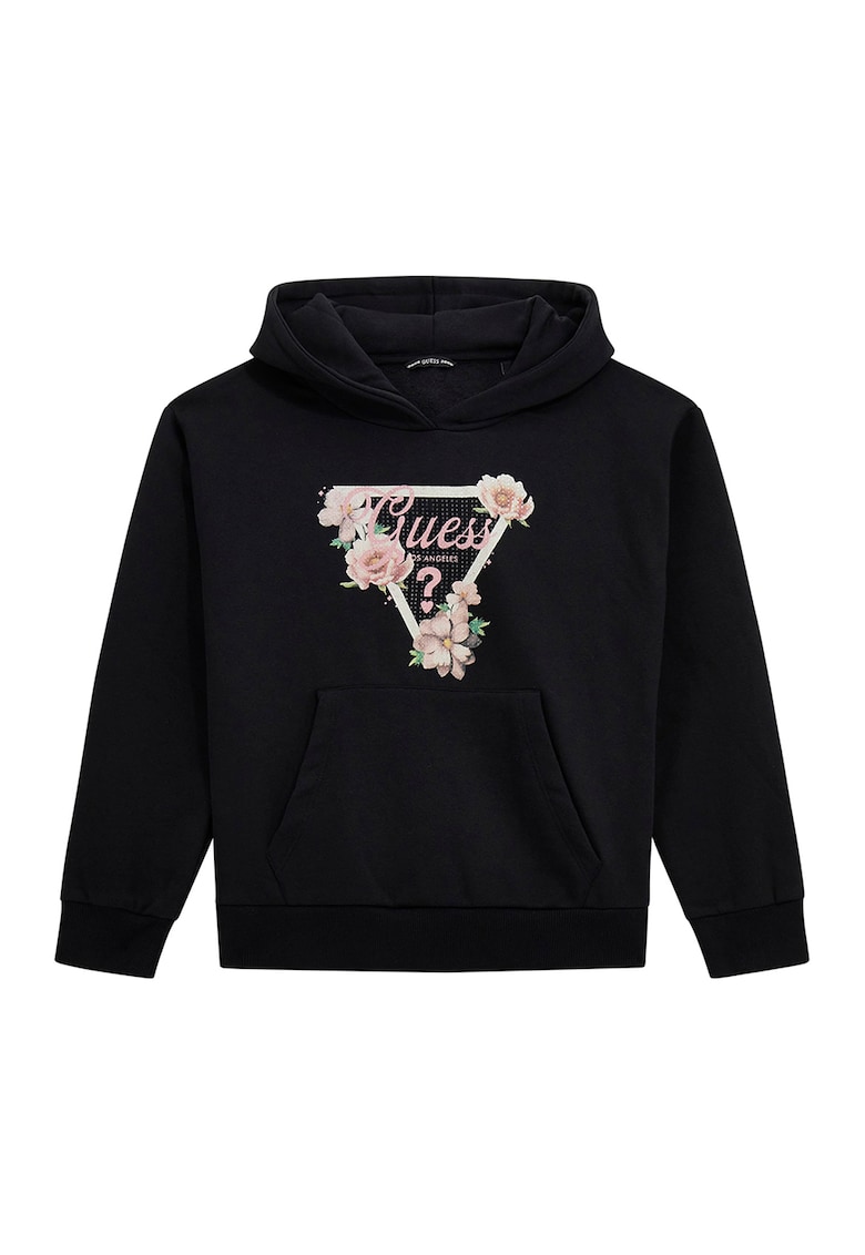 Hanorac supradimensionat cu strasuri - Negru/Roz deschis