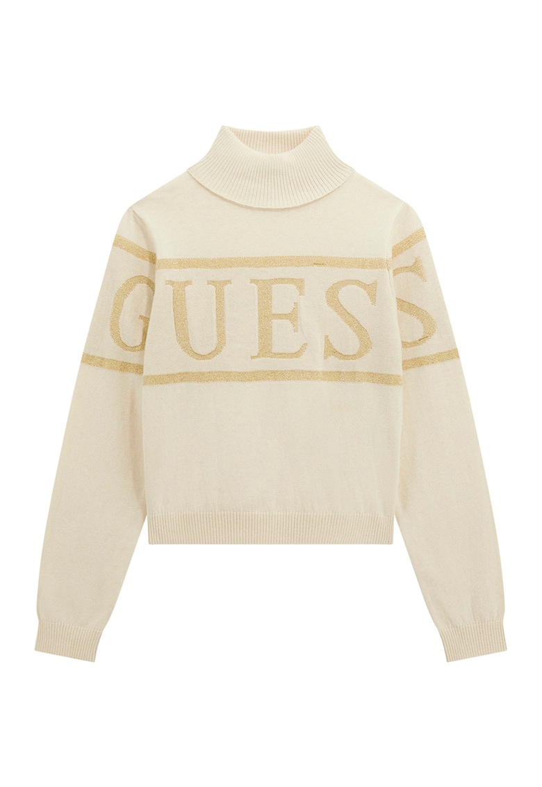 Pulover cu model logo si guler inalt