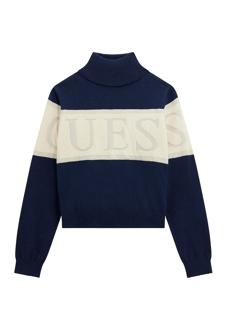 Pulover cu model logo si guler inalt