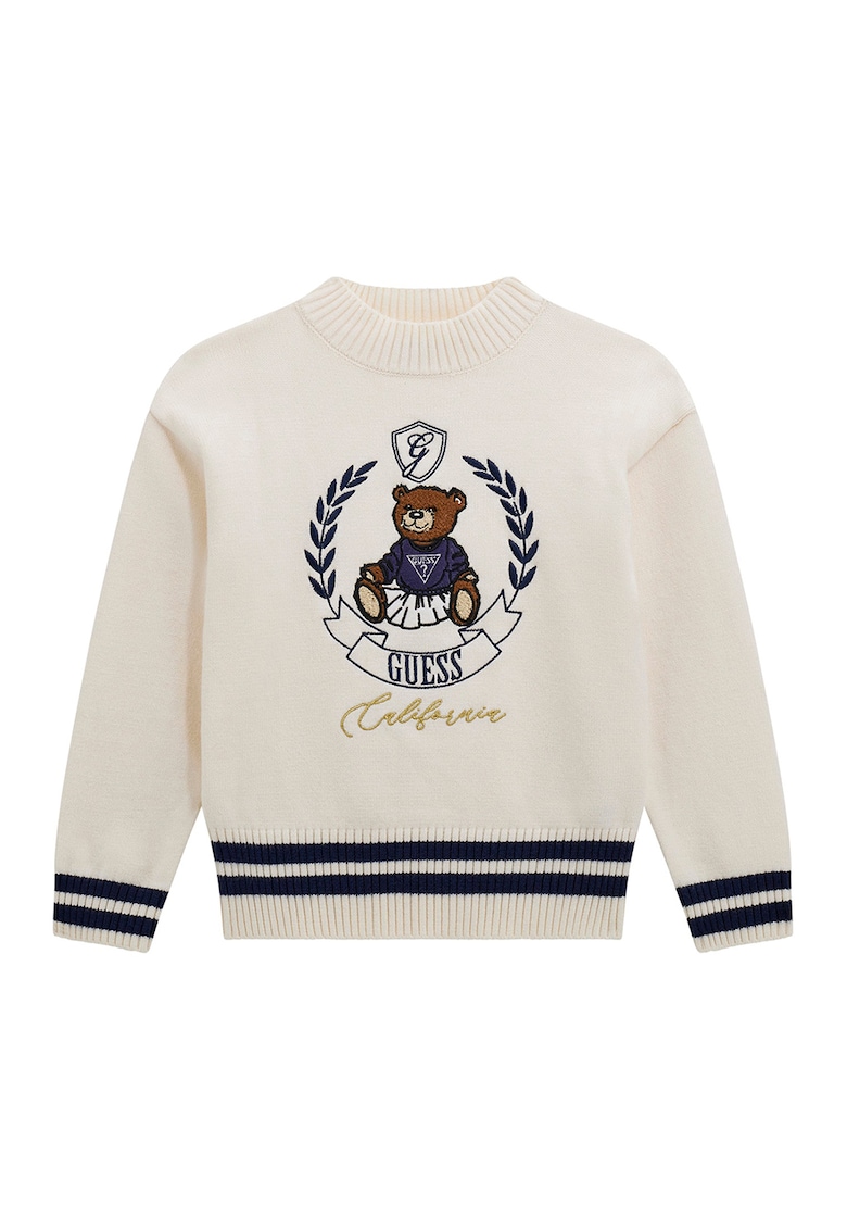 Pulover cu broderie si model ursulet
