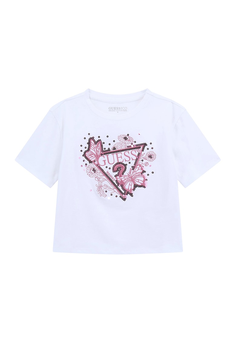 Tricou cu broderie logo si paiete