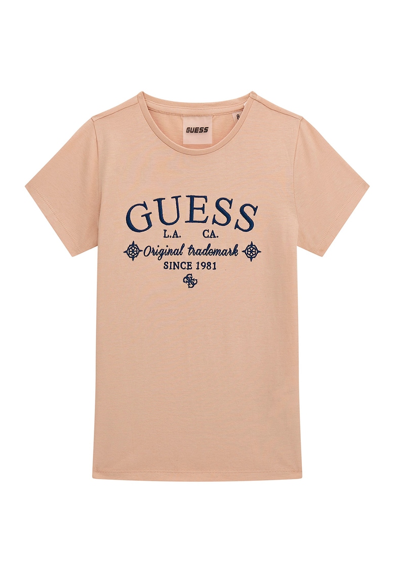 Tricou regular fit cu logo - Portocaliu persan/Bleumarin