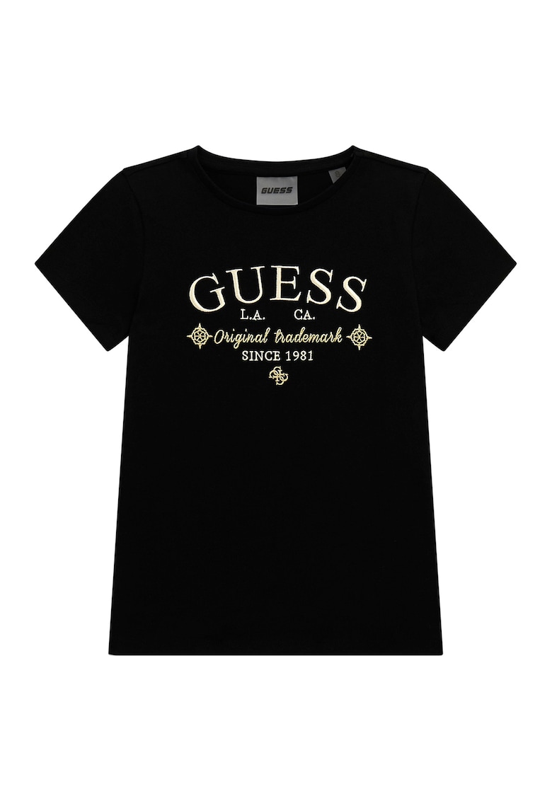 Tricou regular fit cu logo - Negru/Galben deschis
